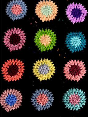 Crochet Handmade Afghan Throw Blanket 56” x 38" Black/Multicolor Flowers